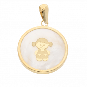 Colgante Niña de oro y madreperla